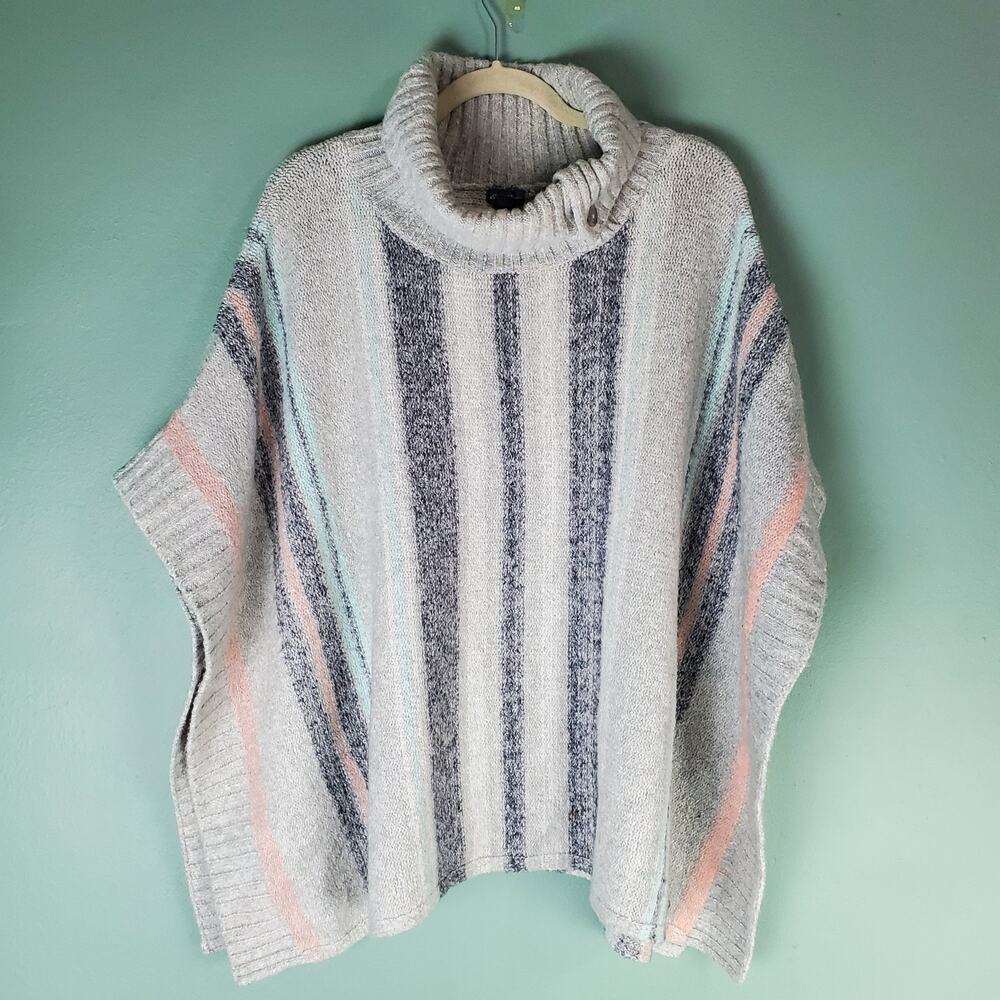 Eddie Bauer Womens Multicolor Striped Sweater Poncho Size M/L